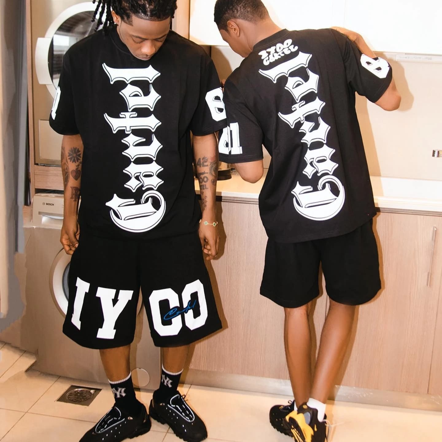 Set T-shirt e Pantaloncini da Uomo Oversize Stile Hip-hop Americano / Gotico Dark Street, Asciugatura Rapida Estiva