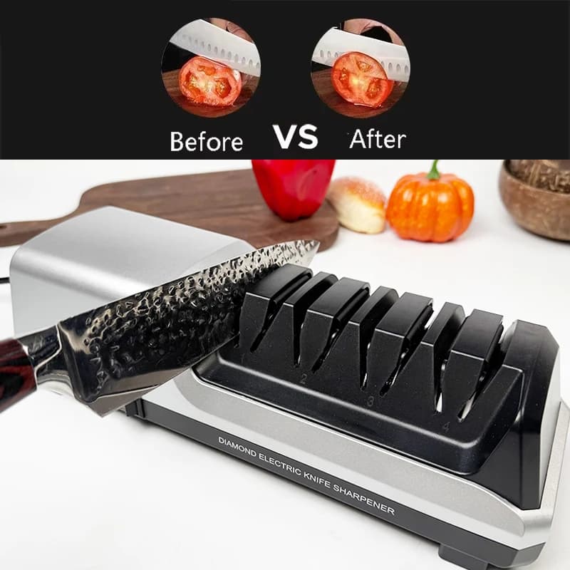 2026 NEW 4-stage electric sharpeners – Medium/Fine/Ceramic, Diamond wheel for Kitchen/Chef/Caccia