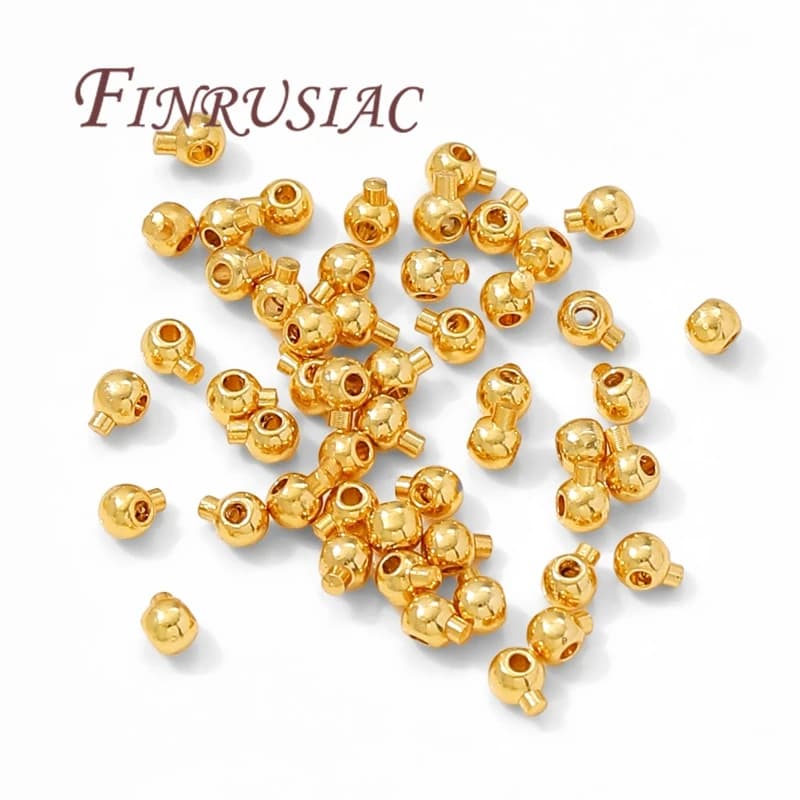 Perline a crimpare placcate oro 18 carati da 2,5 mm 3 mm, perline a crimpare per forniture per la creazione di gioielli, perline terminali per collane, accessori per braccialetti