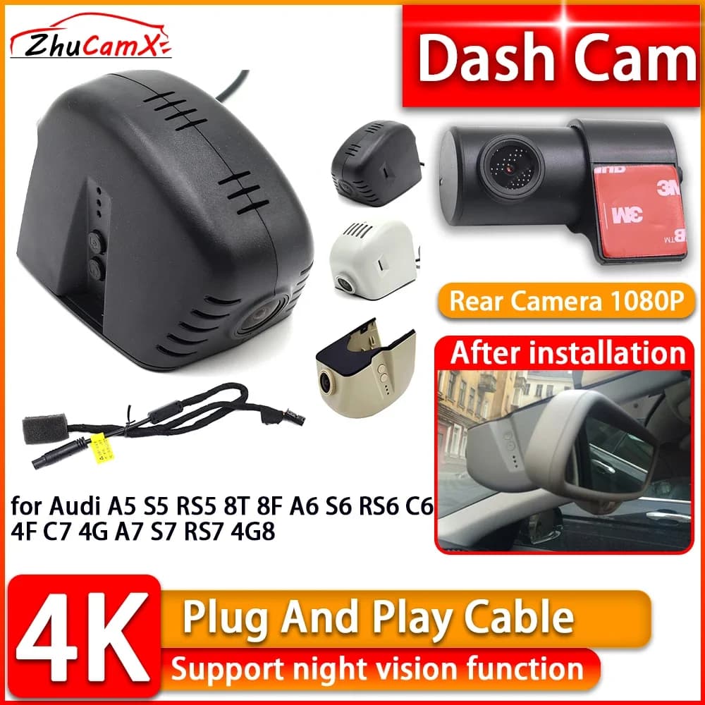 DVR 4K Dash Cam for Audi A5 S5 RS5 8T 8F A6 S6 RS6 C6 4F C7 4G A7 S7 RS7 4G8 Front Camera for Car Plug and Play Video Recorder