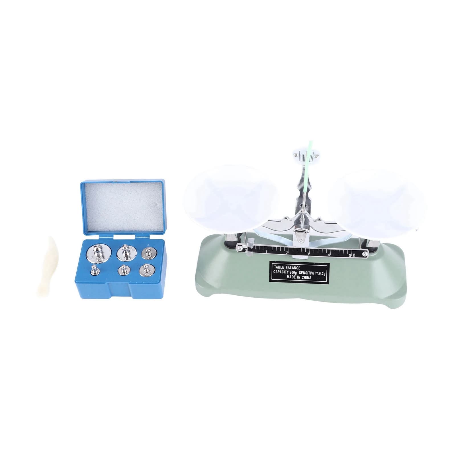 200g/0.2g Mechanical Tray Balance Scale with Weights Chemical Physics Laboratory Teaching Tool Tray Balance 200g