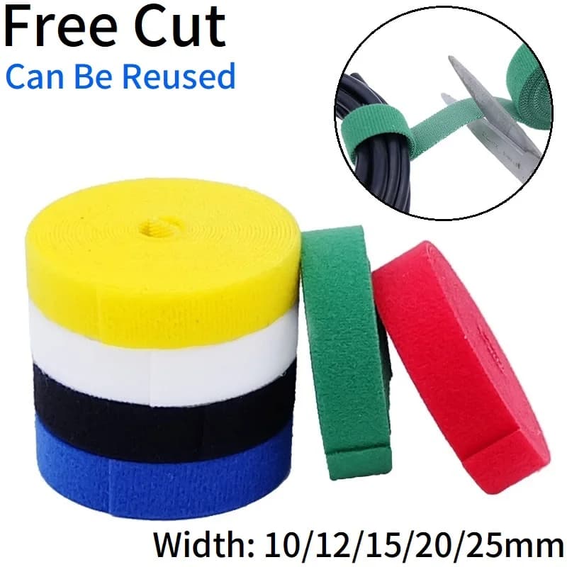 Fascette per cavi da 2/10M Fascio di anelli riutilizzabili Chiusura autoadesiva Accessori fai da te Cinghia in nylon Organizzatore Clip Supporto per cavi Gestione