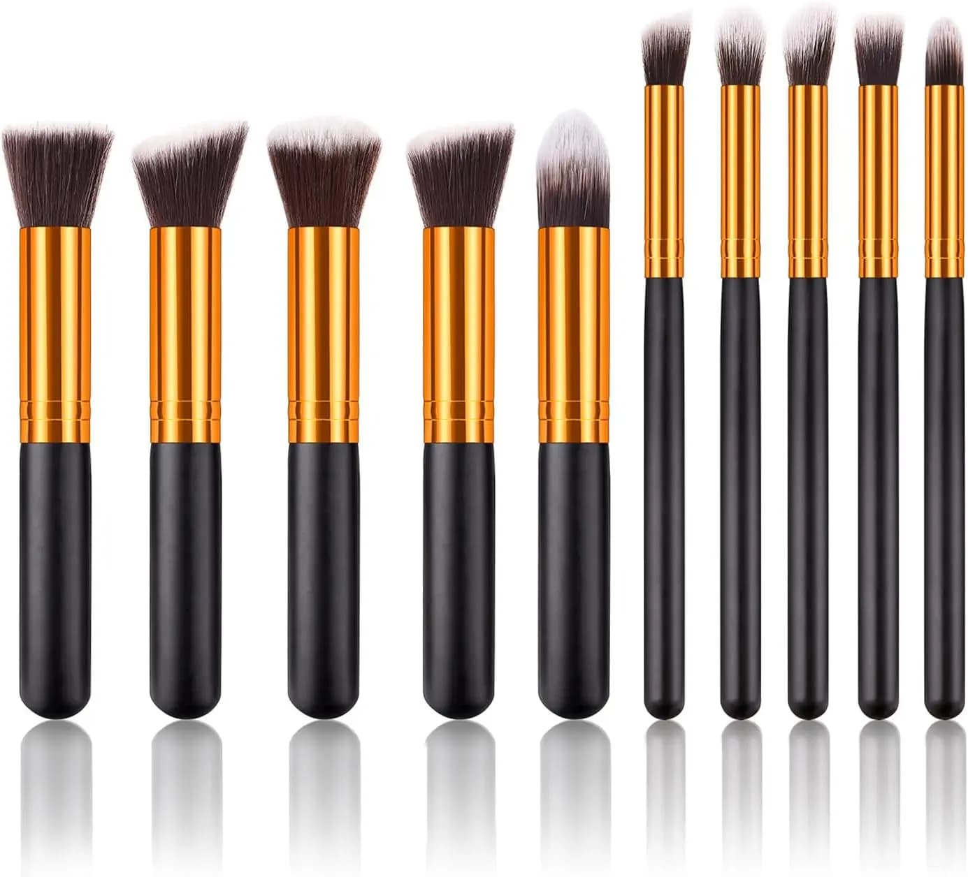 Set di 10 Pennelli per il Trucco - Pennelli Professionali per Cipria, Fondotinta, Ombretto e Correttore