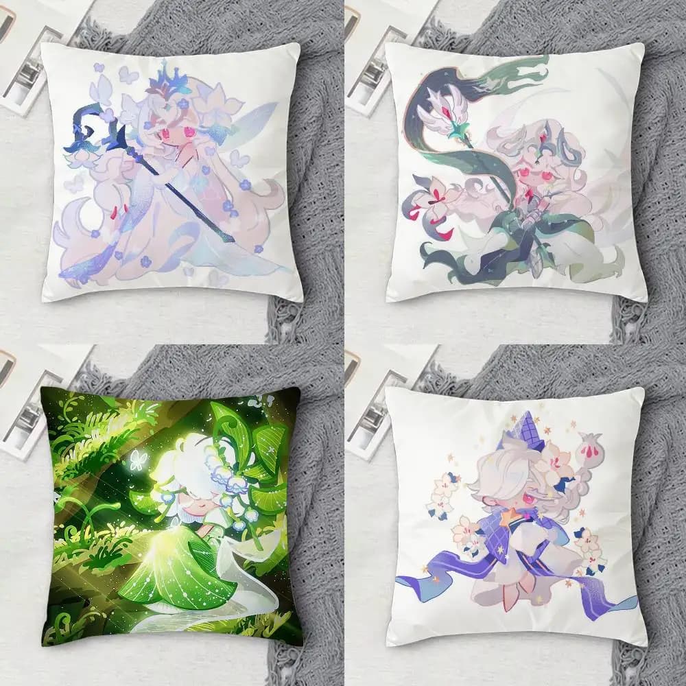Square Decorative Pillow Sheet printed on both sides with White Lily Cookie pattern for sofa, living room, home decor