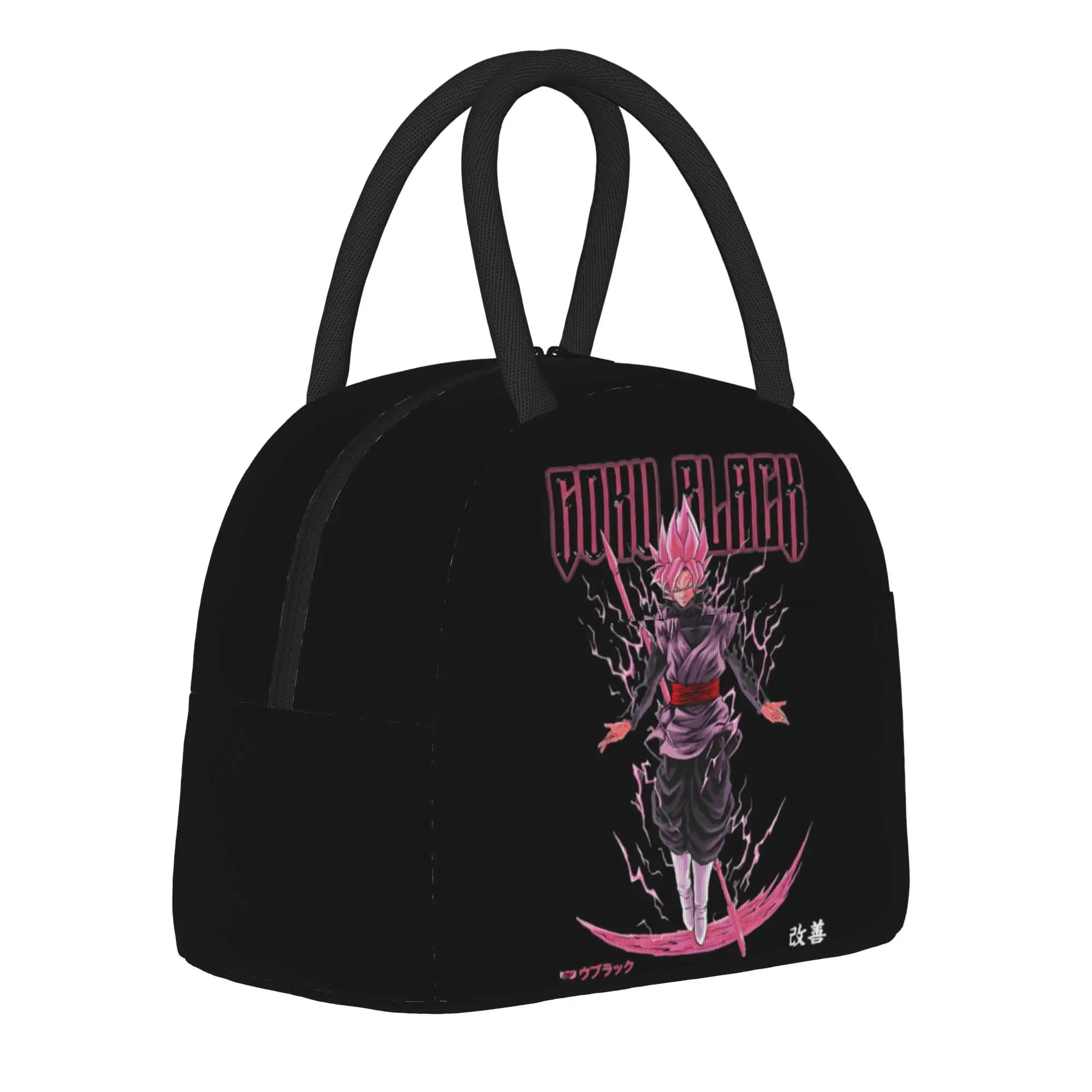 Black Goku Insulated Lunch Bag High Capacity DBZ Lunch Container Thermal Bag Tote Lunch Box School Outdoor Men Women