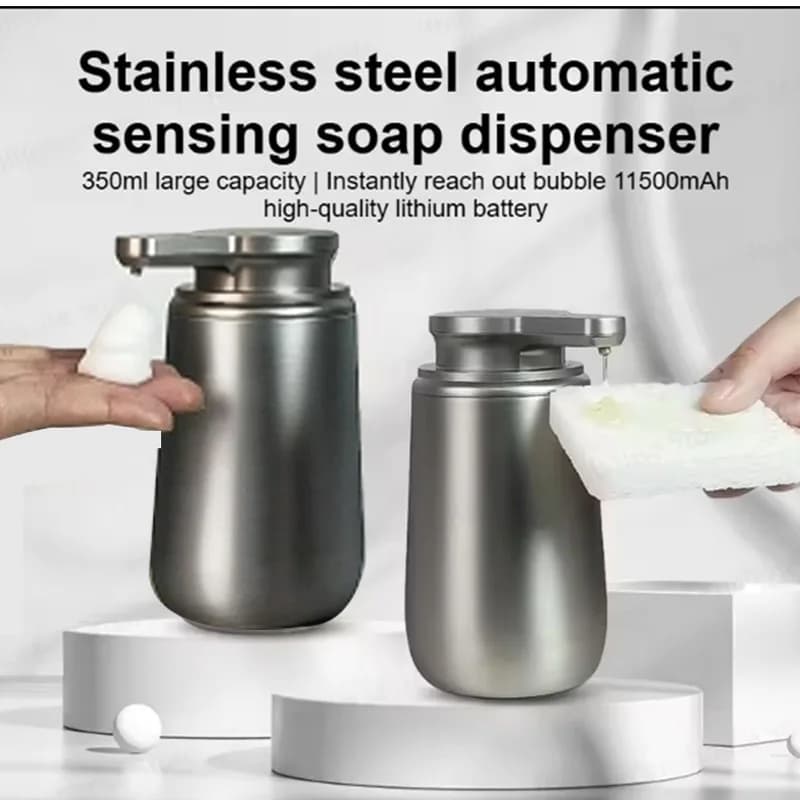 Dispenser Automatico di Sapone in Acciaio Inox con Sensore, Erogatore Intelligente Senza Contatto per Sapone Liquido o Schiuma, per Lavello da Cucina