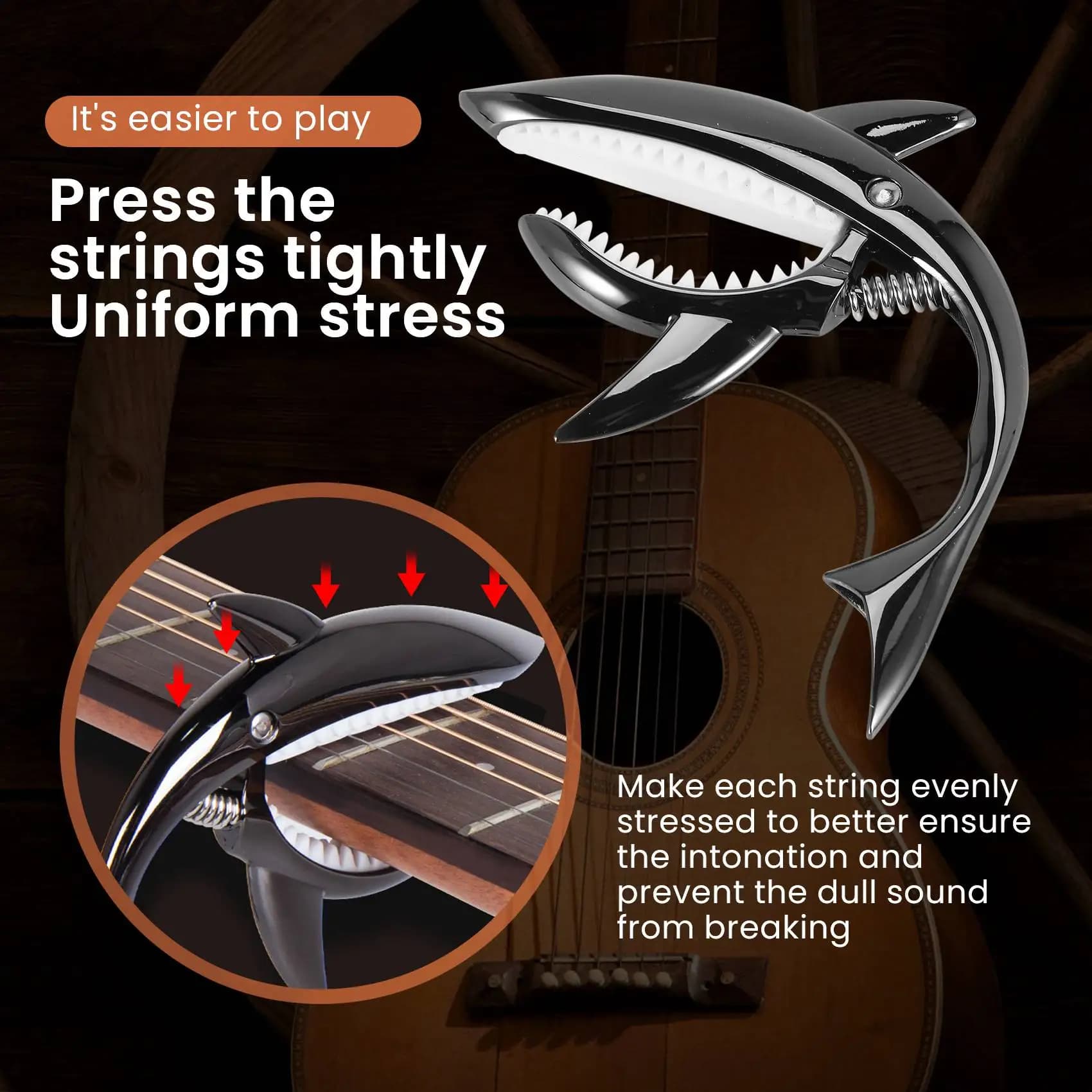 ABST Guitar Capo Zinc Alloy Capo for Acoustic Electric Classical Guitars and Ukulele Capo with Pick,Black