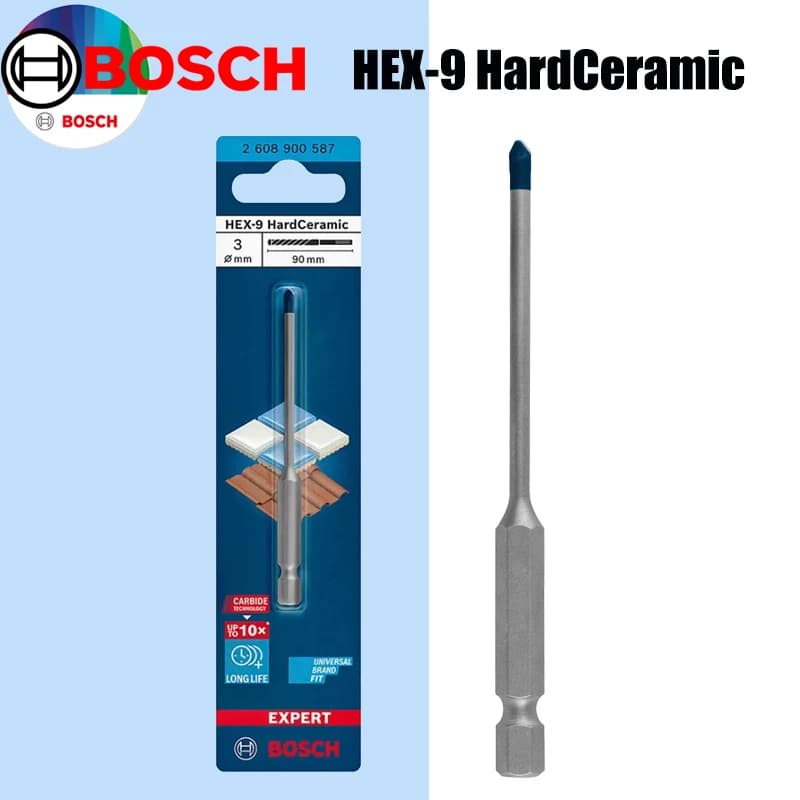 BOSCH Hex-9 Punte da trapano in ceramica dura EXPERT Piccola freccia blu Pavimento in marmo Piastrelle vetrificate Foro di perforazione Accessori per utensili elettrici