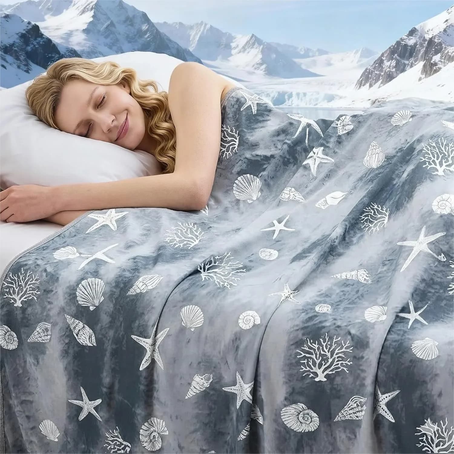Cooling Blanket Throw Size 50x70 Inches Double Sided Ice Cold Blanket For Hot Sleepers Transfer Heat To Keep Cool Soft Lightweight For Night Sweats Bed And Couch Ocean Design