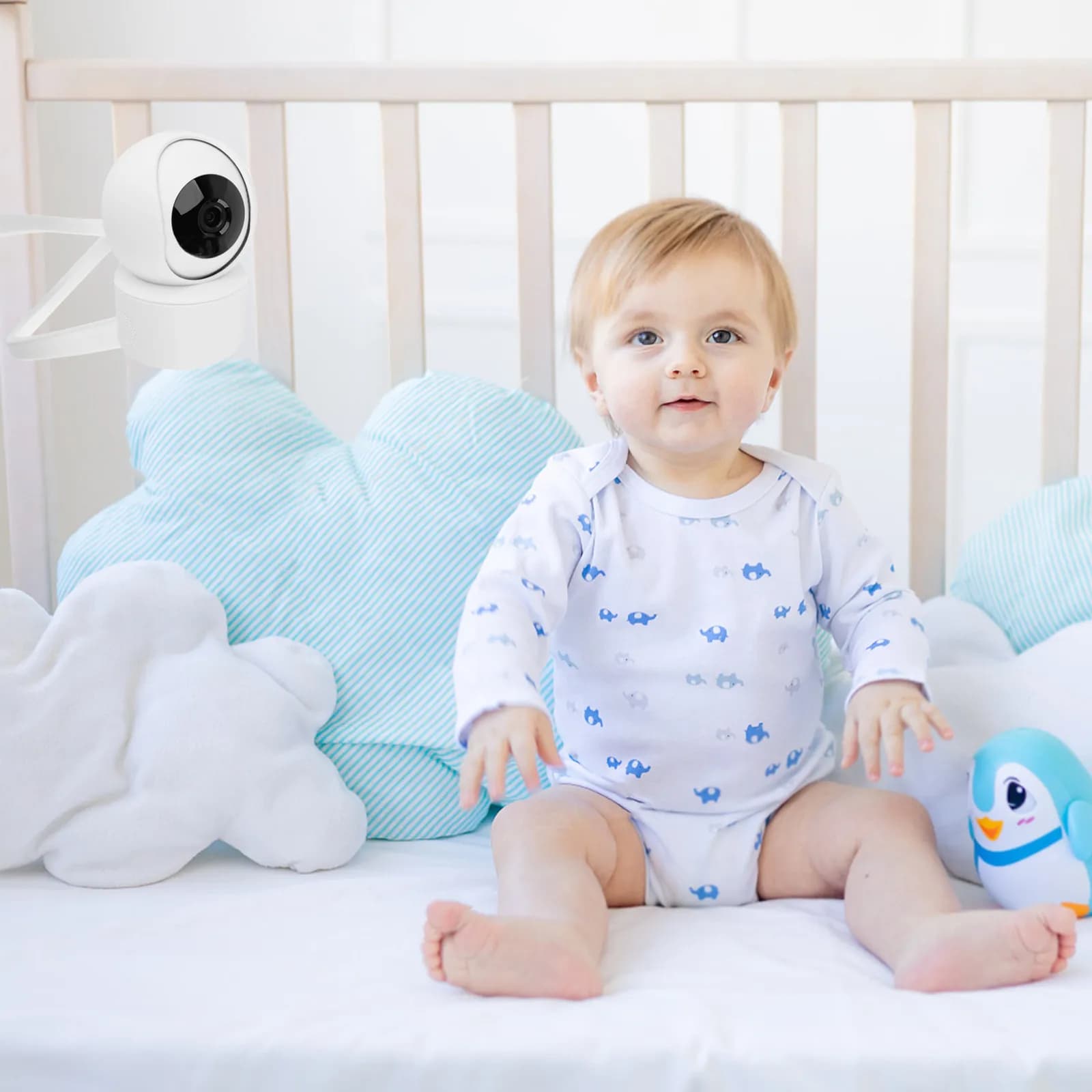 Supporto flessibile per monitor per neonati, facile da posizionare a qualsiasi angolazione per una visione chiara del tuo bambino.