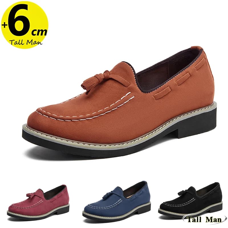 Mocassini Uomo Ascensore Scarpe robuste Uomini d'affari Solette per aumentare l'altezza dell'ascensore 6CM Plus Size 38-48
