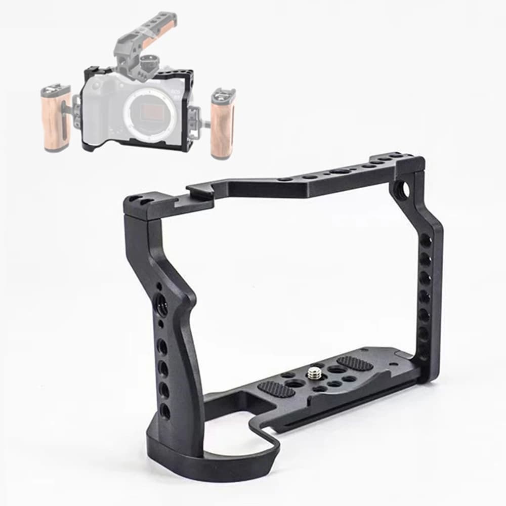 Compatible with Canon EOS camera cage R7 with cold slip mounting and 1/4''' 3/8'' threaded holes and Arca-Swiss QR plate for tripods
