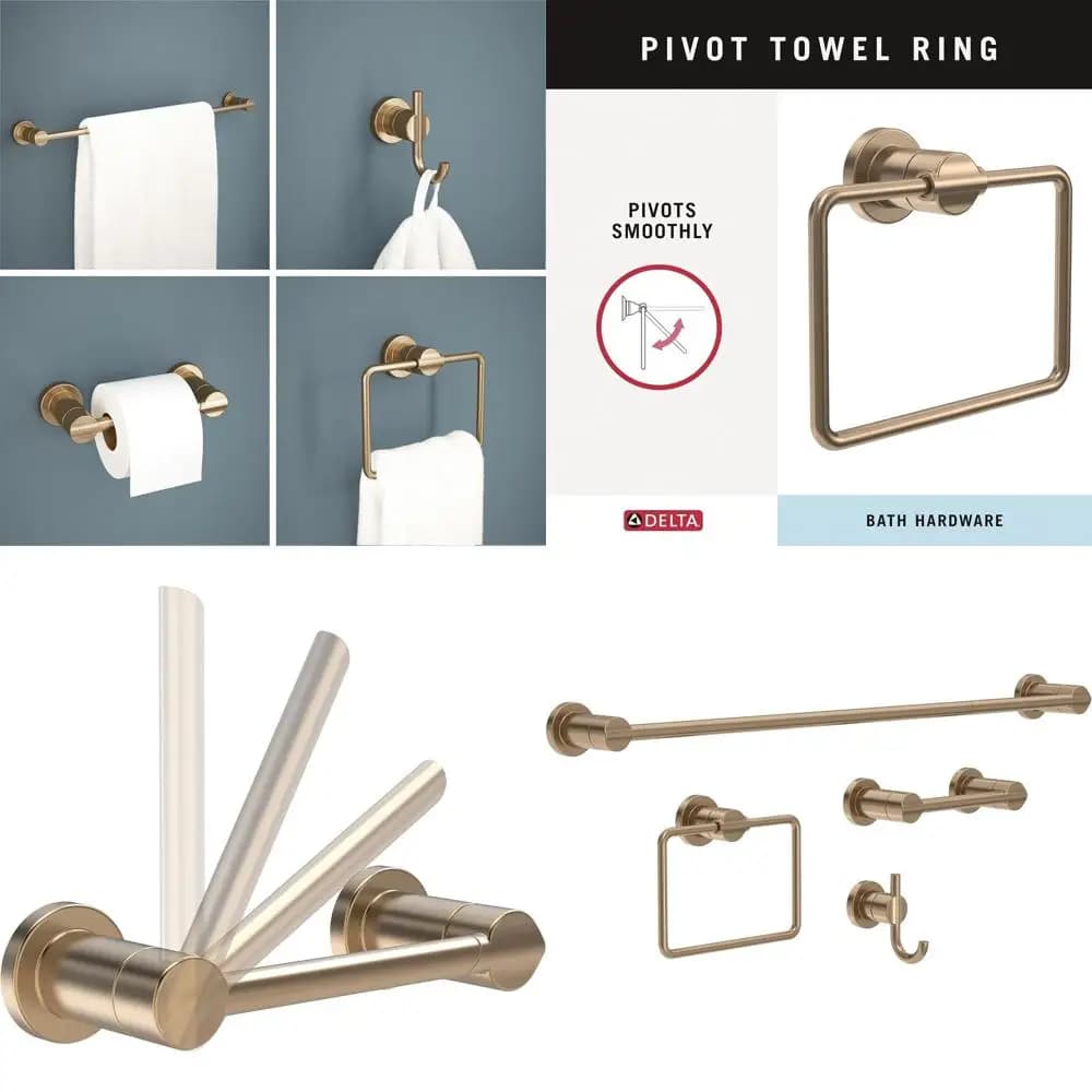 Set da bagno 4 pezzi color bronzo champagne: portasciugamani, anello appendiasciugamani, porta carta igienica, gancio | Accessori per il Bagno Nicoli