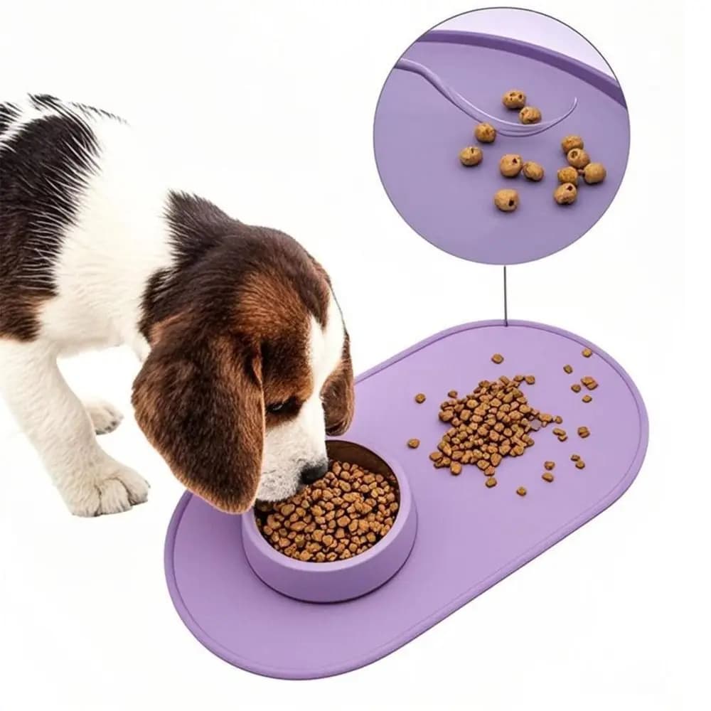 Tappetino in Silicone Durevole per Cibo per Animali Domestici, Impermeabile con Bordi Rialzati, Senza BPA, Facile da Pulire, Accessori per Animali