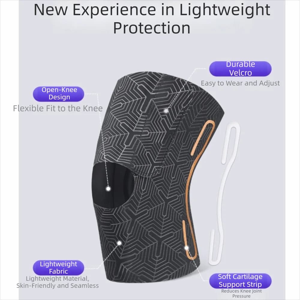 Supporto per Ginocchio in Tessuto a Maglia Warp, Fascia Nera Grigia Nude in EVA, Ginocchiera Traspirante per Sport, Fascia per Rotula Sportiva