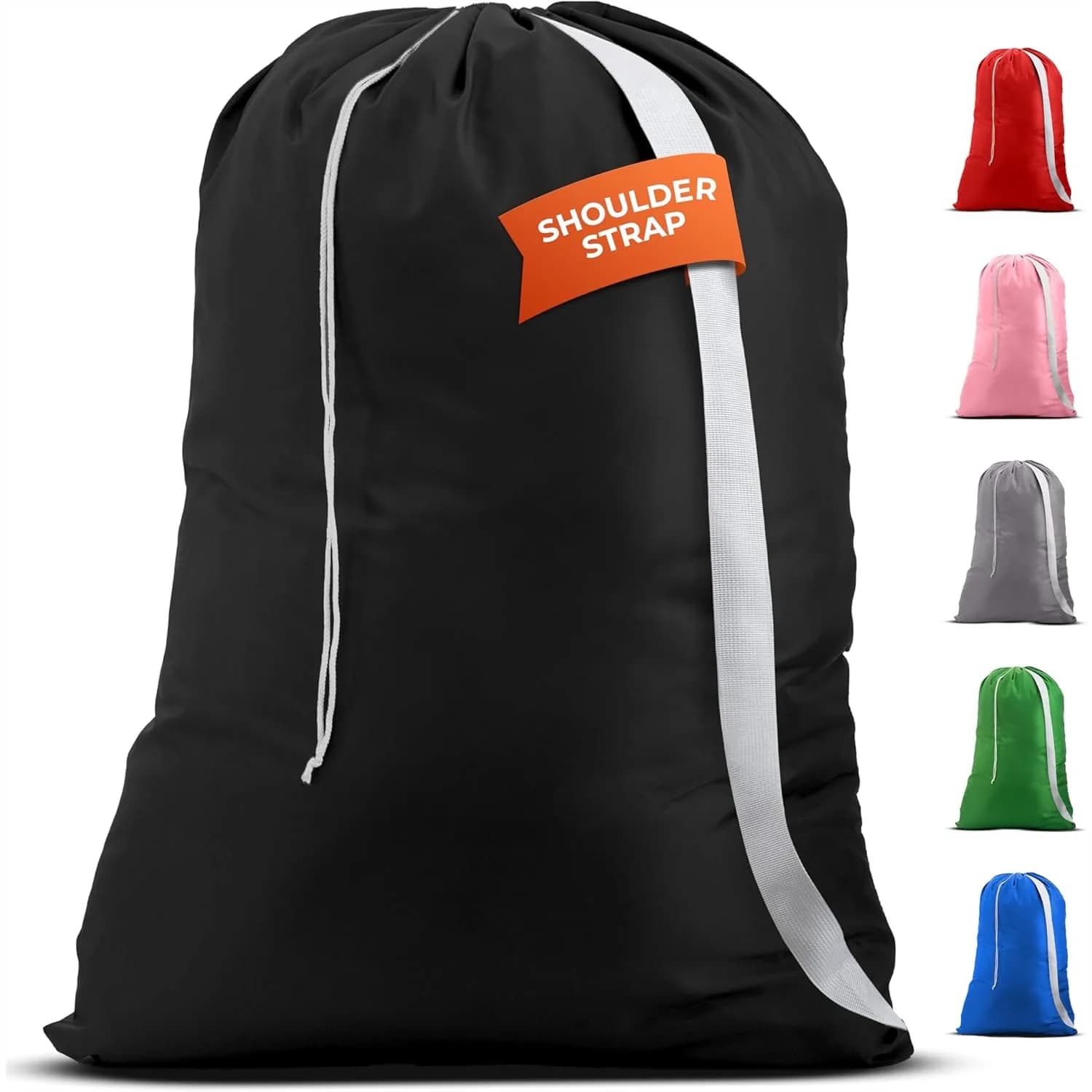 Borsa per Bucato Extra Large con Tracolla Regolabile, Chiusura con Cordoncino, Cuciture Resistenti, Trasporto Senza Mani
