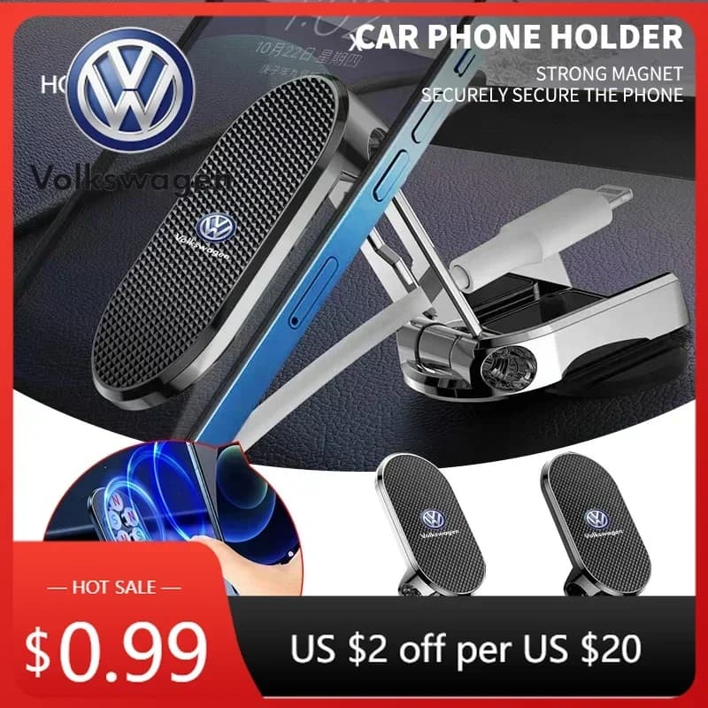 Supporto Magnetico Pieghevole per Auto VOLKSWAGEN VW New Jetta, Rotazione a 360 Gradi, Supporto per Telefono Cellulare Robusto