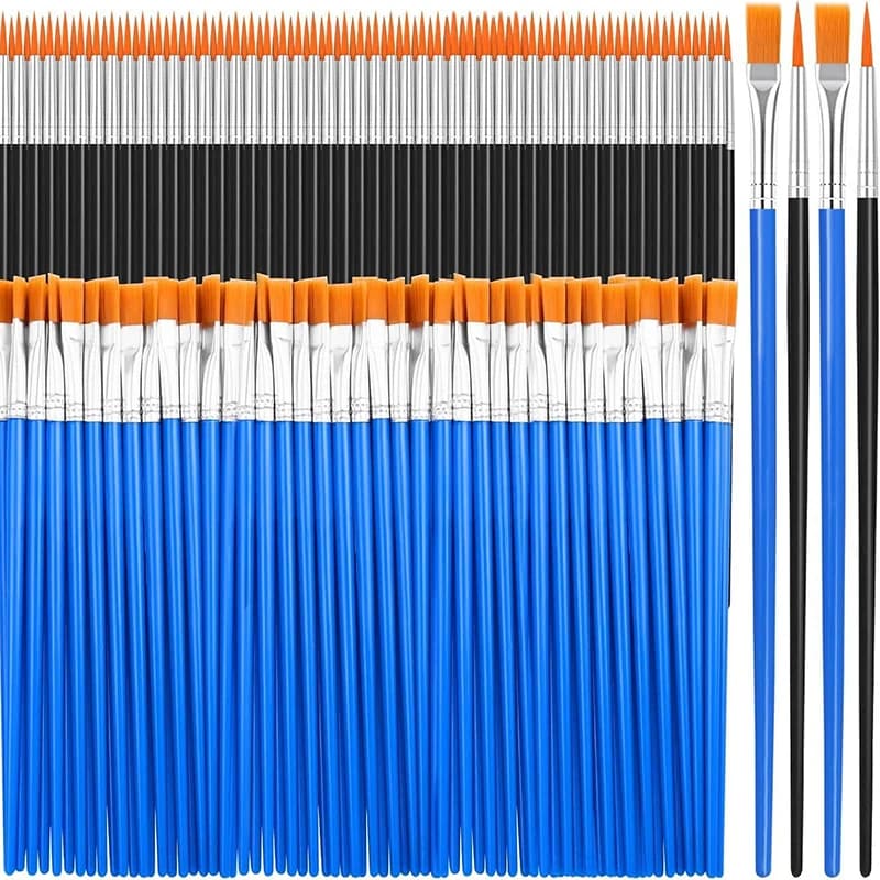 New 50Pcs Painting Brushes Set Art Round Flat Hair Nylon Hair Paint Brush Oil Acrylic Watercolor Kids/Artists/Beginners/Student