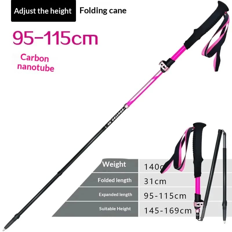 T800 Small Tube Collapsible Hiking Sticksfor Mountain Cross-country Daily Hiking Carbon Fiber Z-Fold Trekking Poles Ultra-light
