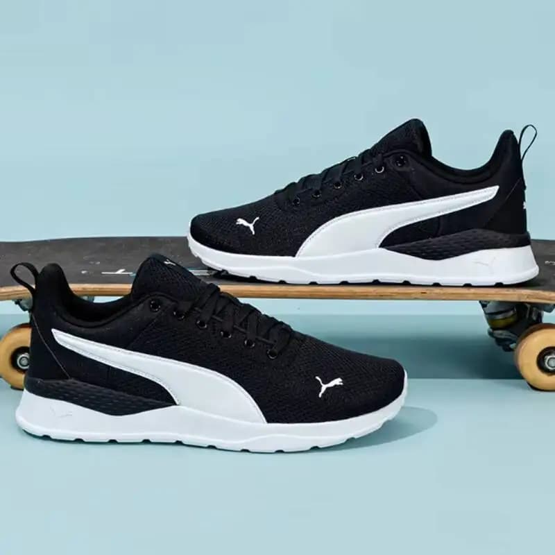 PUMA 371128-02 Men Women Running Sneakers Breathable Mesh Upper EVA Midsole Lightweight Black White Daily Walking Sport Shoes
