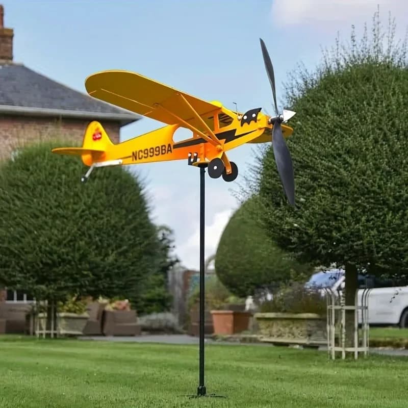 Creative Giravento with Compass for Wind Direction, 3D Garden Decoration in Metal Aeroplane Shape