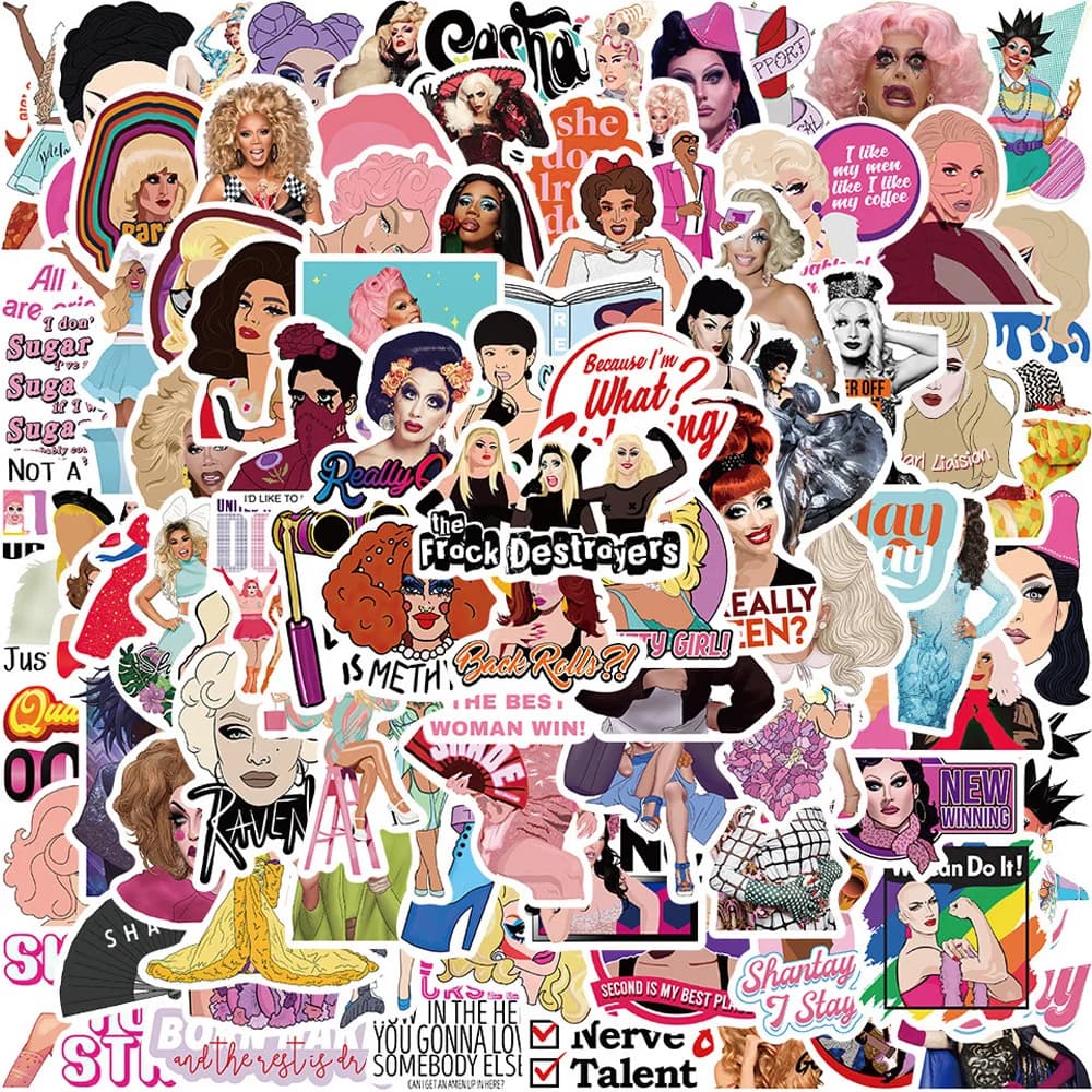 10/30/50/100pcs Hot TV Show RuPauls Drag Race Adesivi Cartoon Decalcomanie Impermeabili FAI DA TE Notebook Laptop Bagagli Classico Divertimento adesivo