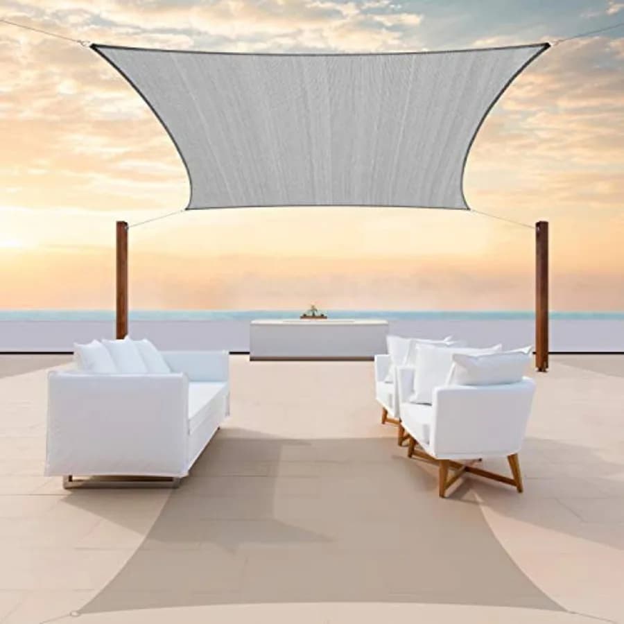 Telo ombreggiante rettangolare grigio 8' x 16', tessuto traspirante e anti-UV UPF50, resistente, per carport e patio