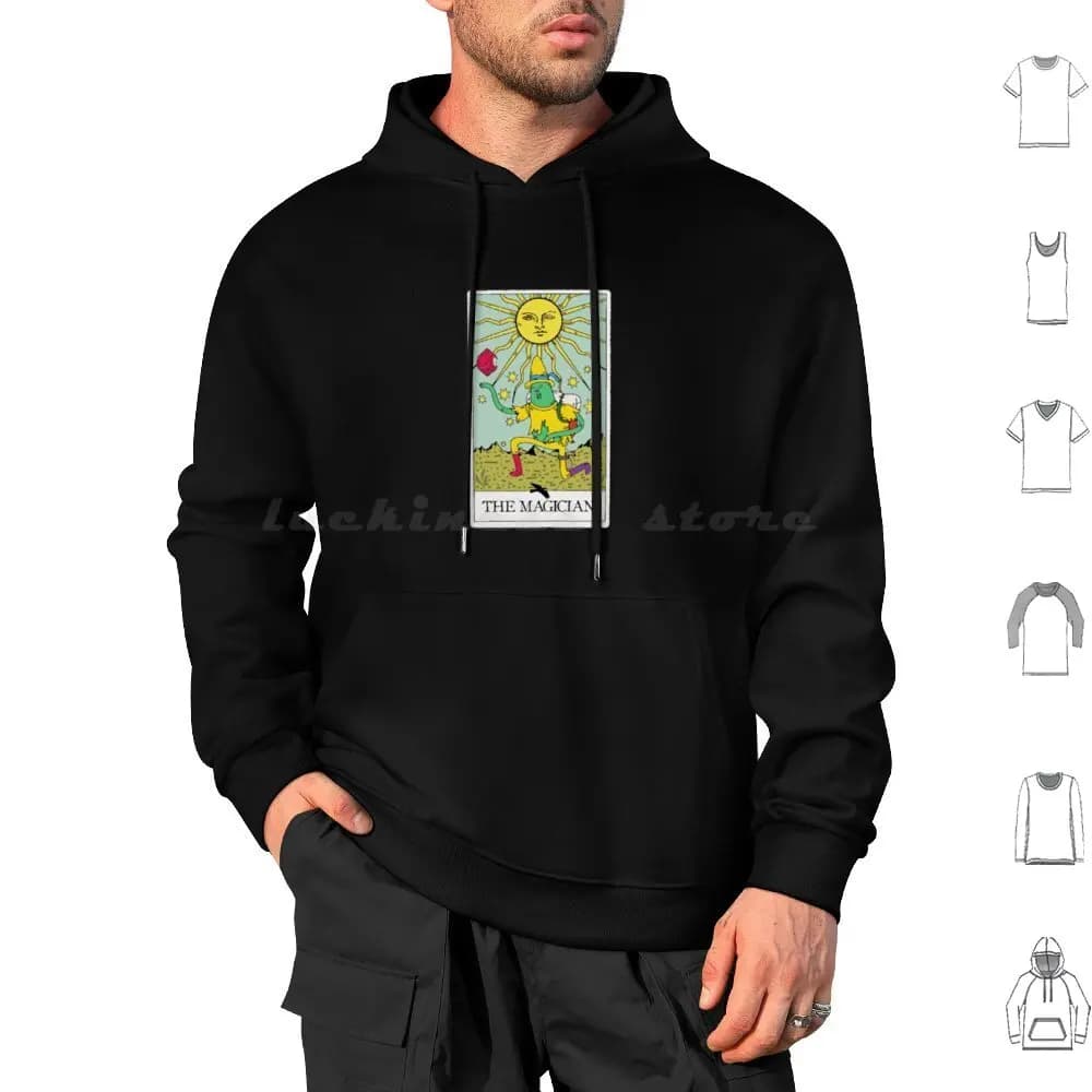 Carta dei tarocchi Magic Man-Il mago Felpa con cappuccio in cotone a maniche lunghe Magic Man Tarocchi Il mago