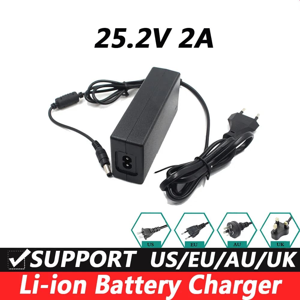 25.2 V 2A Lithium Battery Charger 6 Cords 18650 Lithium Battery Intelligent Charger for Exchange Light 5.5 * 2.1MM EU Plug American Plug