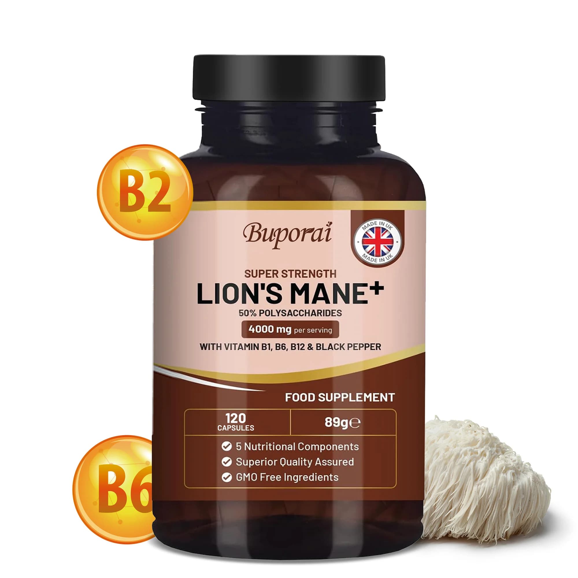 Lions Mane Mushroom Supplement - Enhance Memory and Support Brain Health, Improve Thinking, Concentration and Work Efficiency