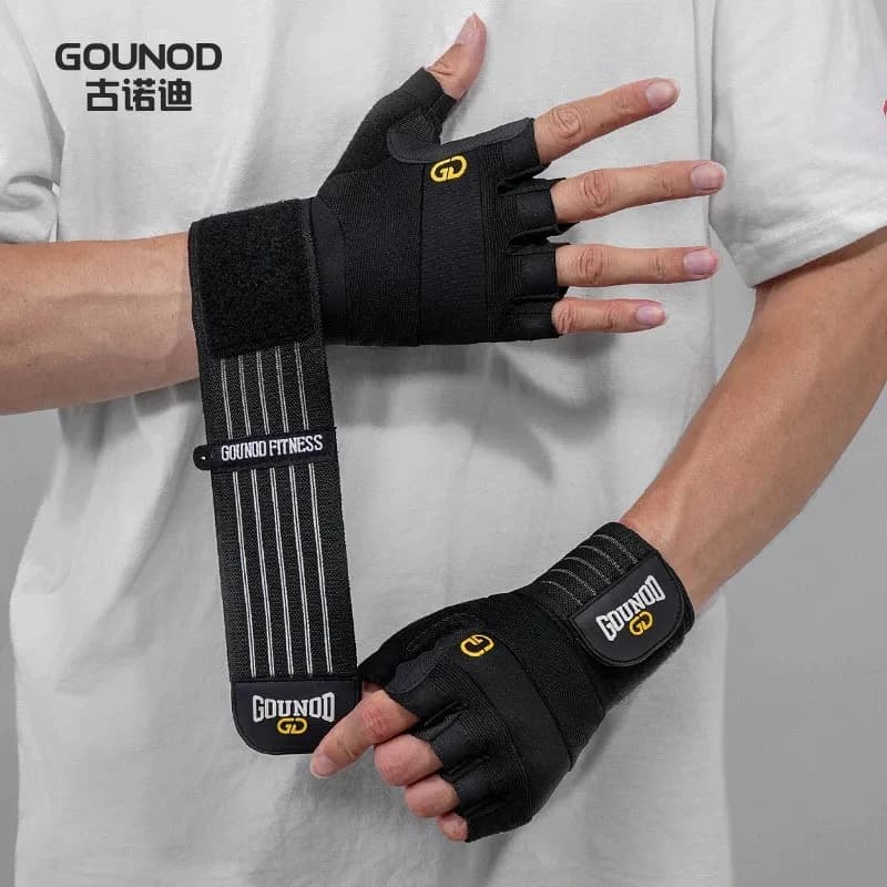 1PC Sports and Fitness Half-Finger Gloves with Thickened Non-Slip Wear-Resistant Palm Pads and Wrist Support for Weightlifting