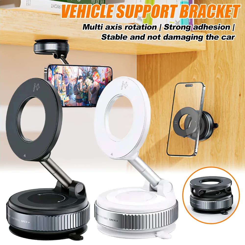 Supporto magnetico per telefono da auto pieghevole Design 360 ° Supporto sottovuoto regolabile per auto/scrivania/bagno/uso universale