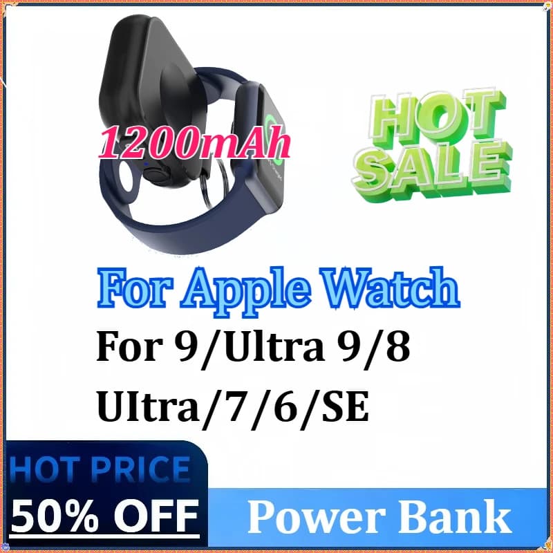 New 1200mAh Charger for Apple Watch 9/Ultra Portable Wireless Charger Keychain for Apple Watch Series 9/8/UItra/7/6/SE/5/4/3/2/1