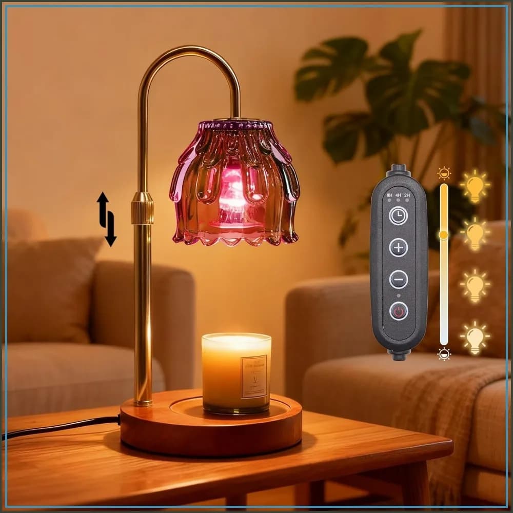Candle Warmer Lamp with Timer & Dimmer, Adjustable Height, Purple, Gift for Women Mom, Home Decor