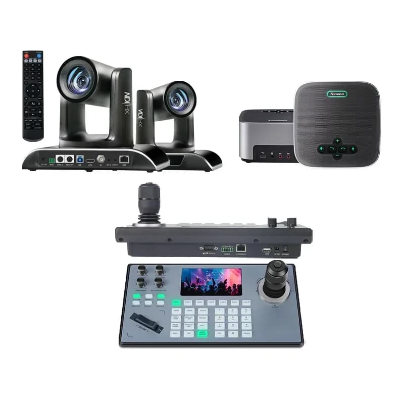 Sistema per videoconferenze TENVEO 20x USB 3.0/HDMI/RJ45/SDI Telecamera PTZ con tracciamento automatico USB/Bluetooth/Microfono wireless e tastiera