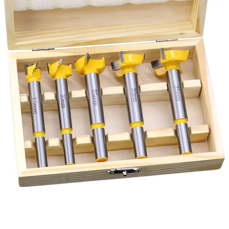 hit product5Pcs Hinge Jig Drill Guide Set 20mm Forstner Bit Cup Style Concealed Door Boring Hole Carbide Masonry Drilling Hex SD