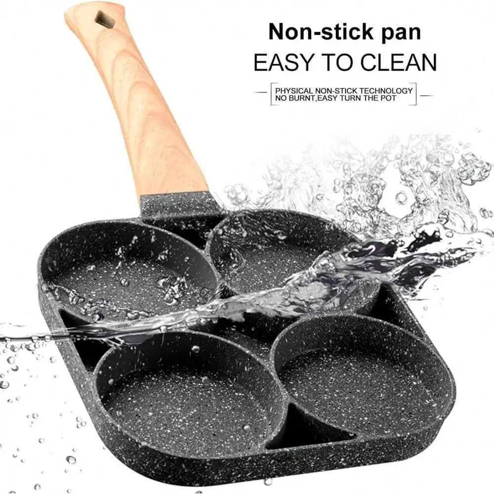 Four-Hole Non-Stick Frying Pan Is Suitable For Frying Eggs, Pancakes, Hamburgers, Etc. - Aluminum Alloy Material, No Coating, E
