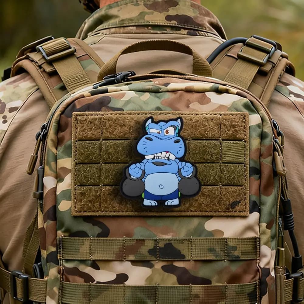 3D PVC Patch Hippo Squad Series for Fitness, Stationary Cycling, Weight Lifting, Manubri, Jumping Waist, Tactical Decorative Bracelet