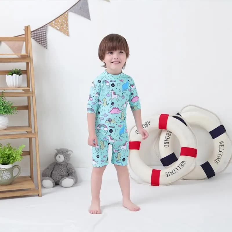 Newborn swimsuit/Joint swimsuit for children with swimming head/Summer bath with sun protection of the world animal cartoons 3198