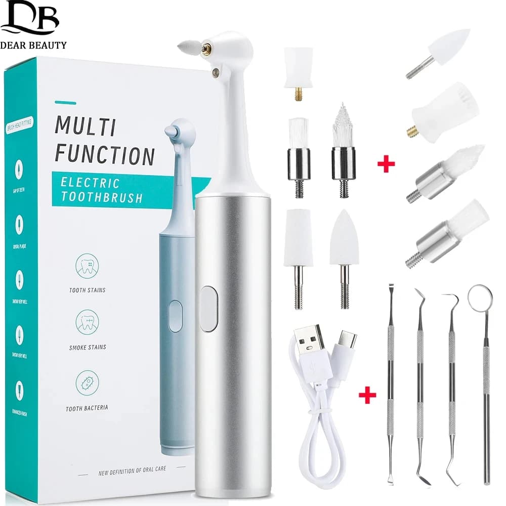 Electric tooth polisher 8 pieces Replaceable heads Dental Scaler Tartarus Macchia Removal Detergent for teeth Whitening Hygiene