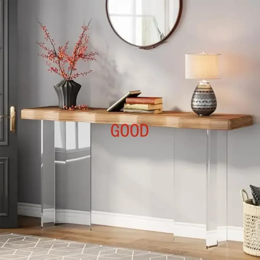Tavolo da divano da 47 pollici con gambe in acrilico, tavoli consolle stretti per ingresso, moderno tavolo decorativo per corridoio e soggiorno, facile da montare
