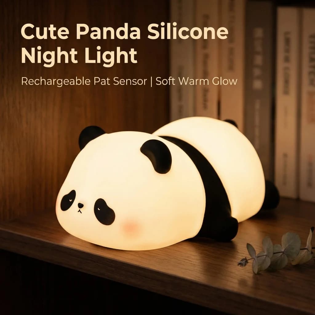 1 Pezzo Luce Notturna LED a Forma di Panda, Lampada in Silicone Ricaricabile USB con Timer Touch per Decorazione Camera da Letto, Regalo per Bambini