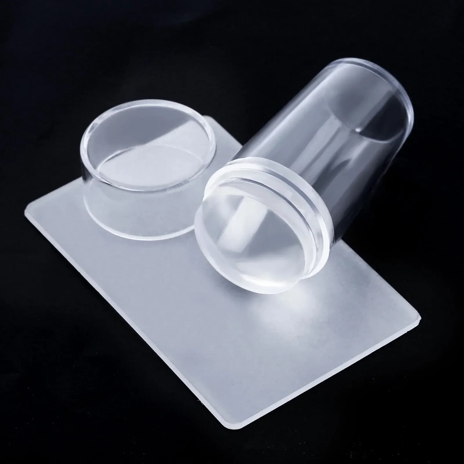 Qsezeny Clear Jelly Nail Stamper Scraper Set Silicone Head Polish Stencil Template For Stamping Plate Nail Stamp Tool Manicure