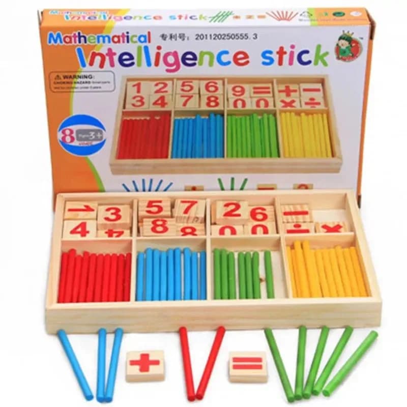 1 Set Sussidi didattici educativi in legno Numero di matematica Calcola Gioco Bastoni di conteggio colorati Giocattoli educativi per l'apprendimento dei bambini