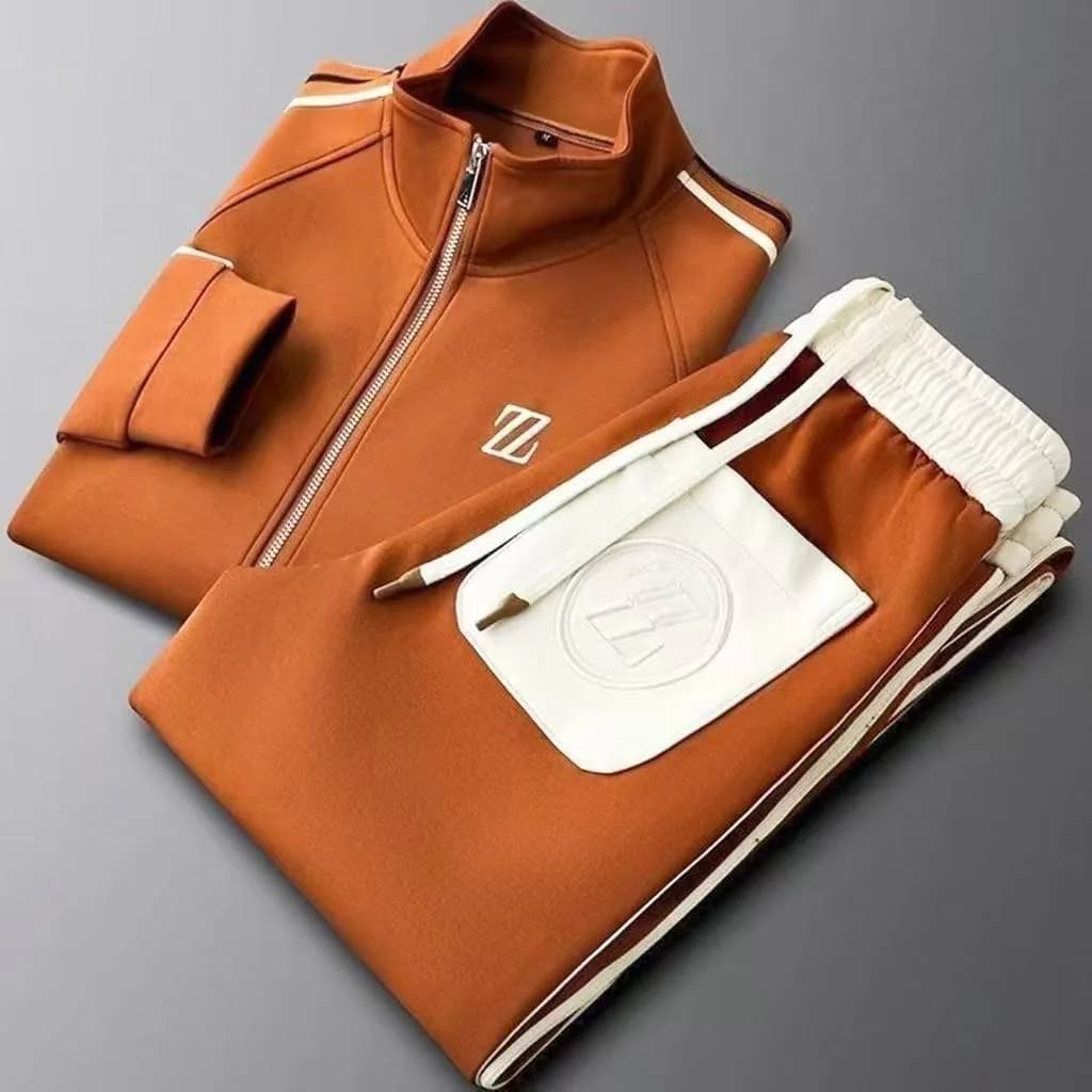 Men's sports suit 2026: Fashionable suit with embroidered jacket and trousers, set two pieces for men
