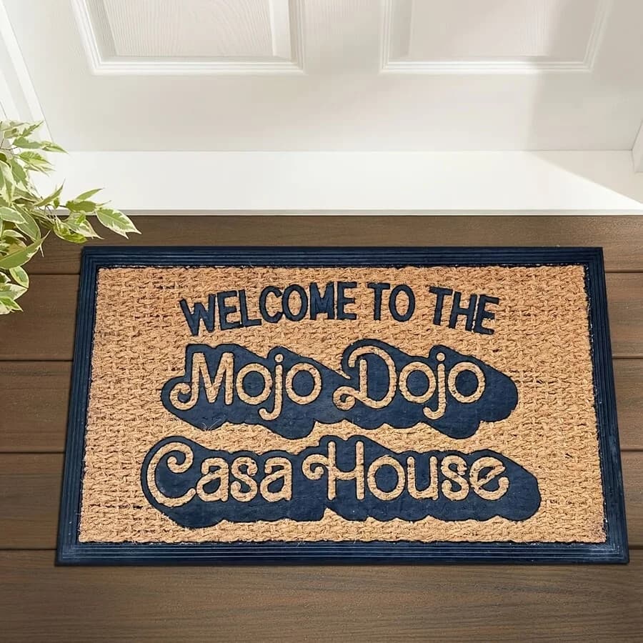 Zerbino in poliestere da 1 pezzo, benvenuto a Mojo Dojo Casa House, tappetino d'ingresso rettangolare, lavabile in lavatrice, per soggiorno camera da letto
