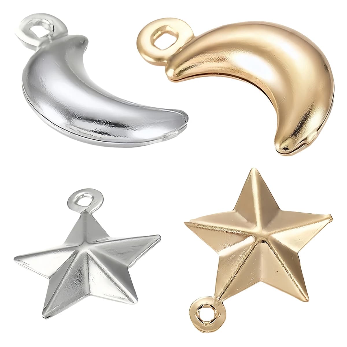 10/20Pcs Stainless Steel Hollow Star Crescent Moon Charms Pendant for DIY Necklace Earrings Jewelry Findings Making Accessories