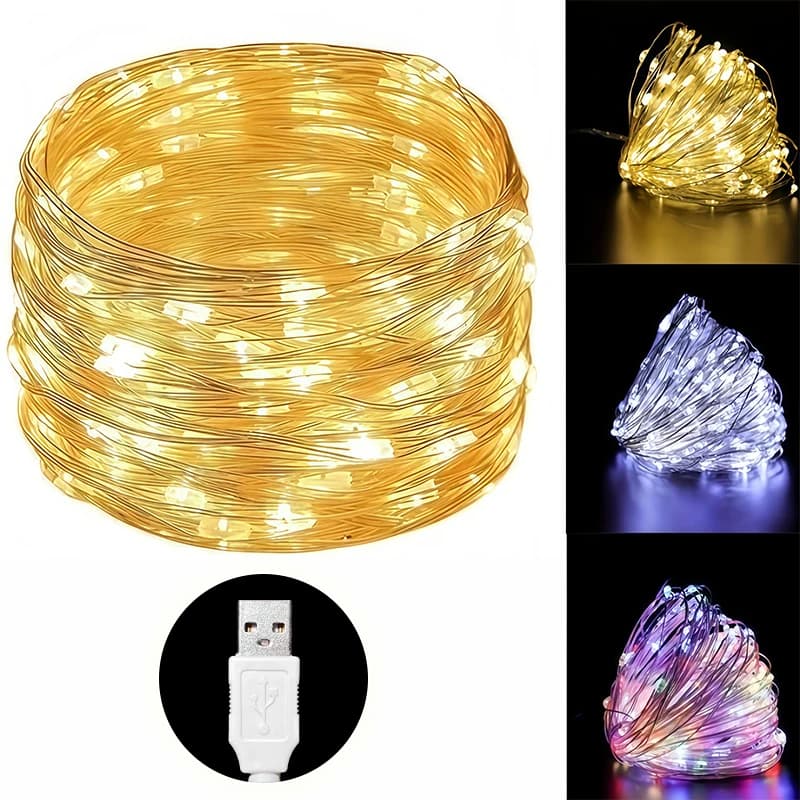 USB Copper Wire Fairy Light Strand, Constant on Indoor Mini LED Lights for Mirror, Window, Headboard, Table, Holiday Setup Scene