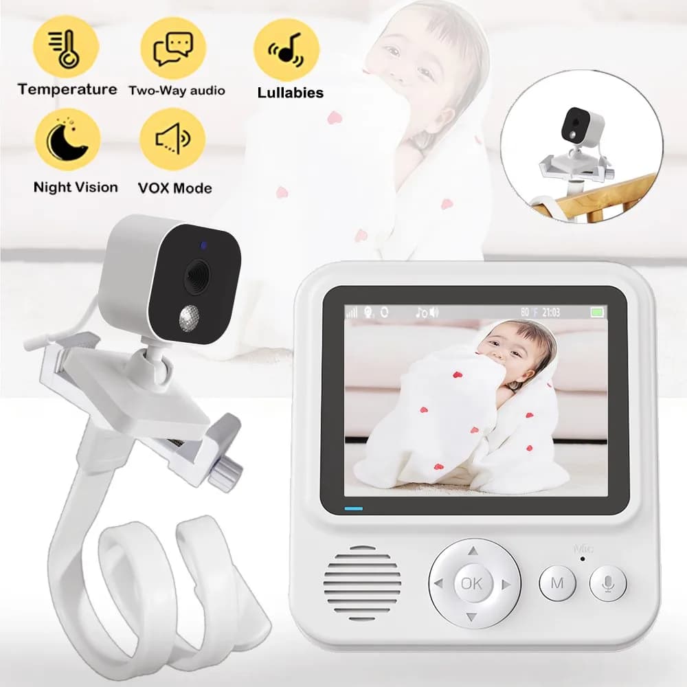 Monitor video per bambini da 2,8 pollici, wireless, audio bidirezionale, visione notturna, telecamera di videosorveglianza con display della temperatura