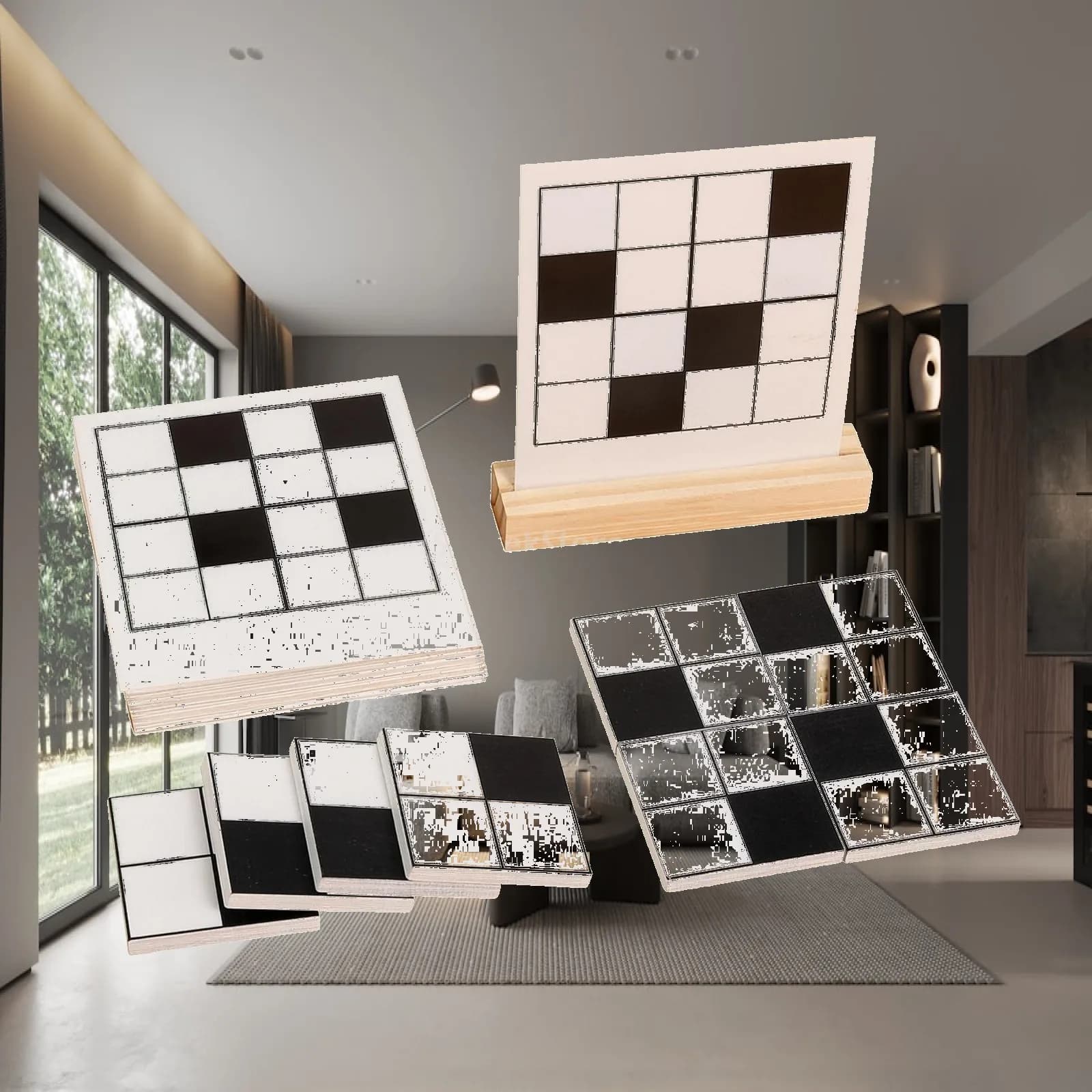 Black and White Brainteaser Toy Early Geometry Desktop Learning Brainteaser